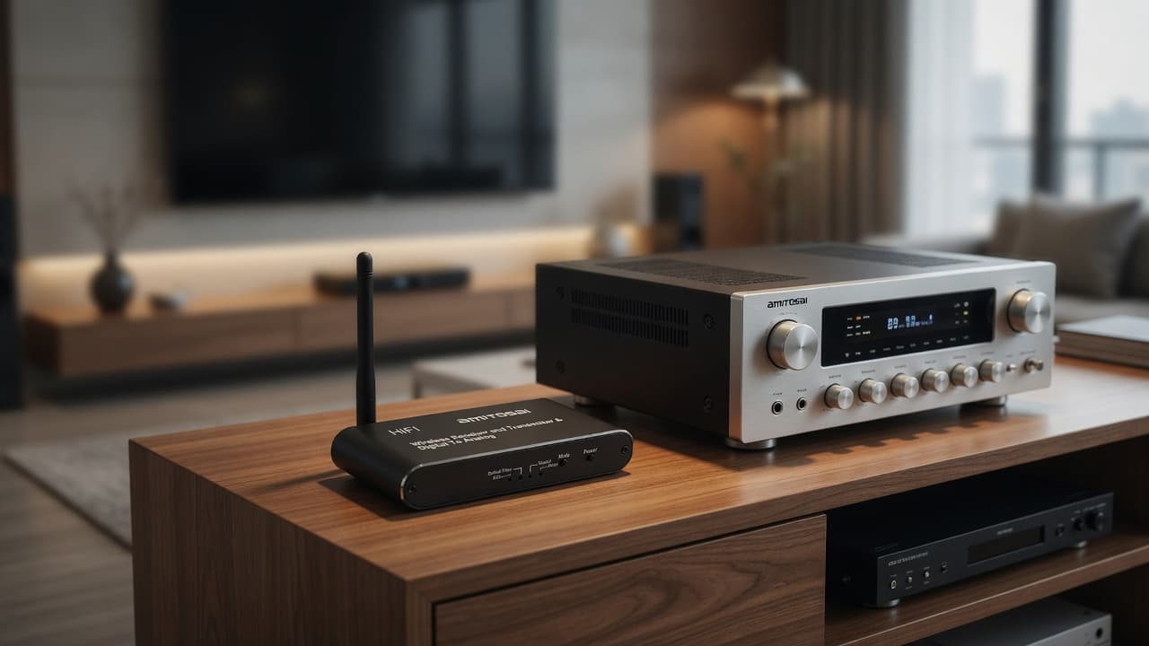 MTS-BTDAC en el rack — TV y amplificador