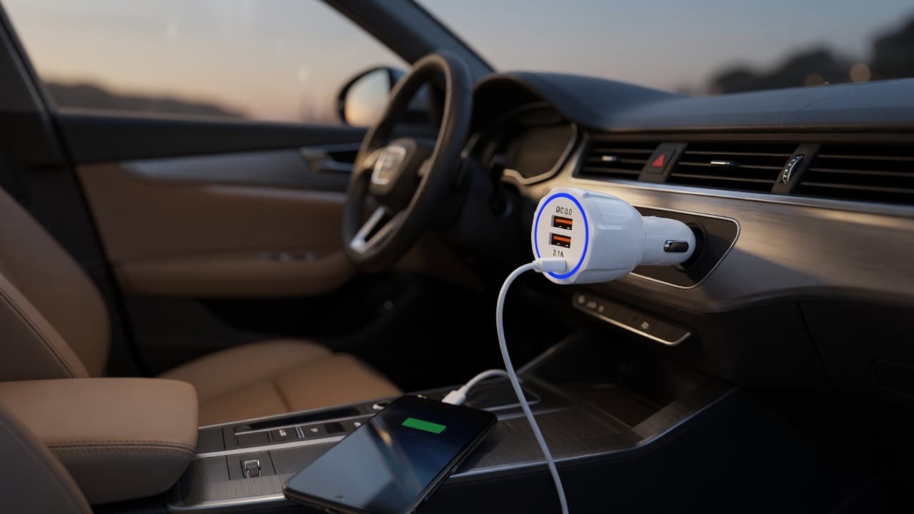 MTS-CARQC3 Negro — cargador en consola con LED, ruta de noche