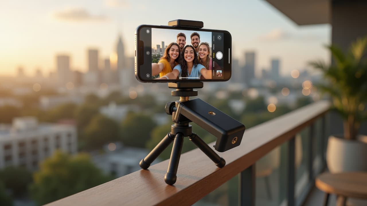 MTS-CELLPOD en uso outdoor con trípode y celular