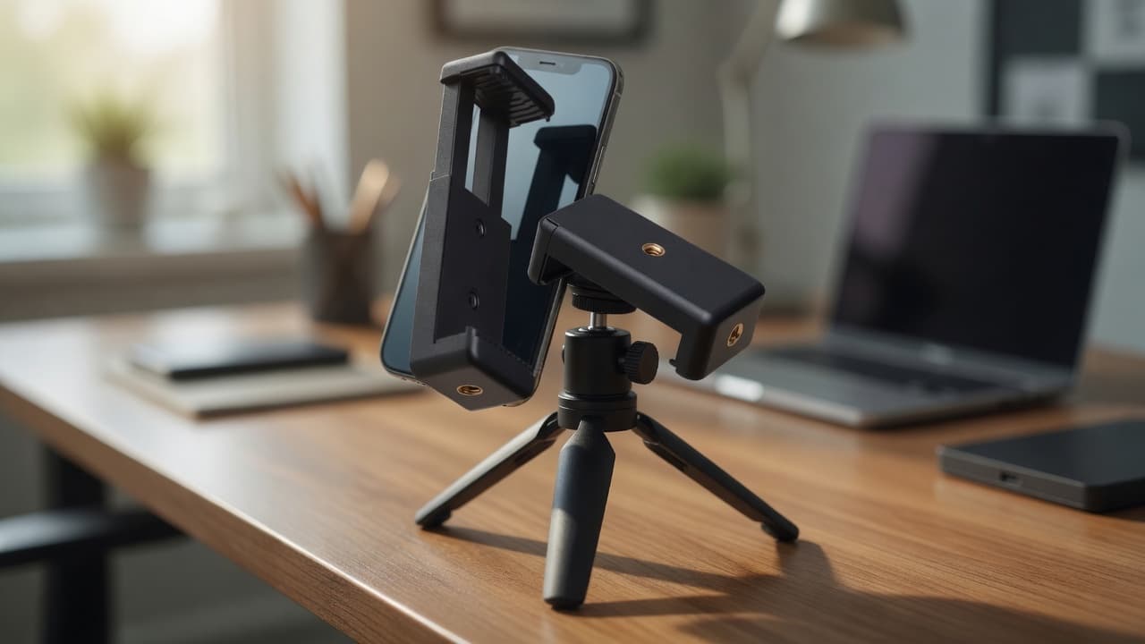 MTS-CELLPOD en escritorio con celular — reels y video llamadas