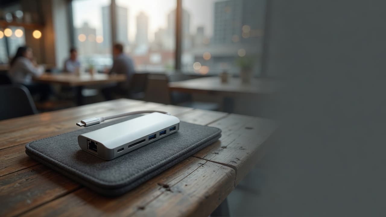 MTS-DOCK61 en coworking — hub portable de aluminio