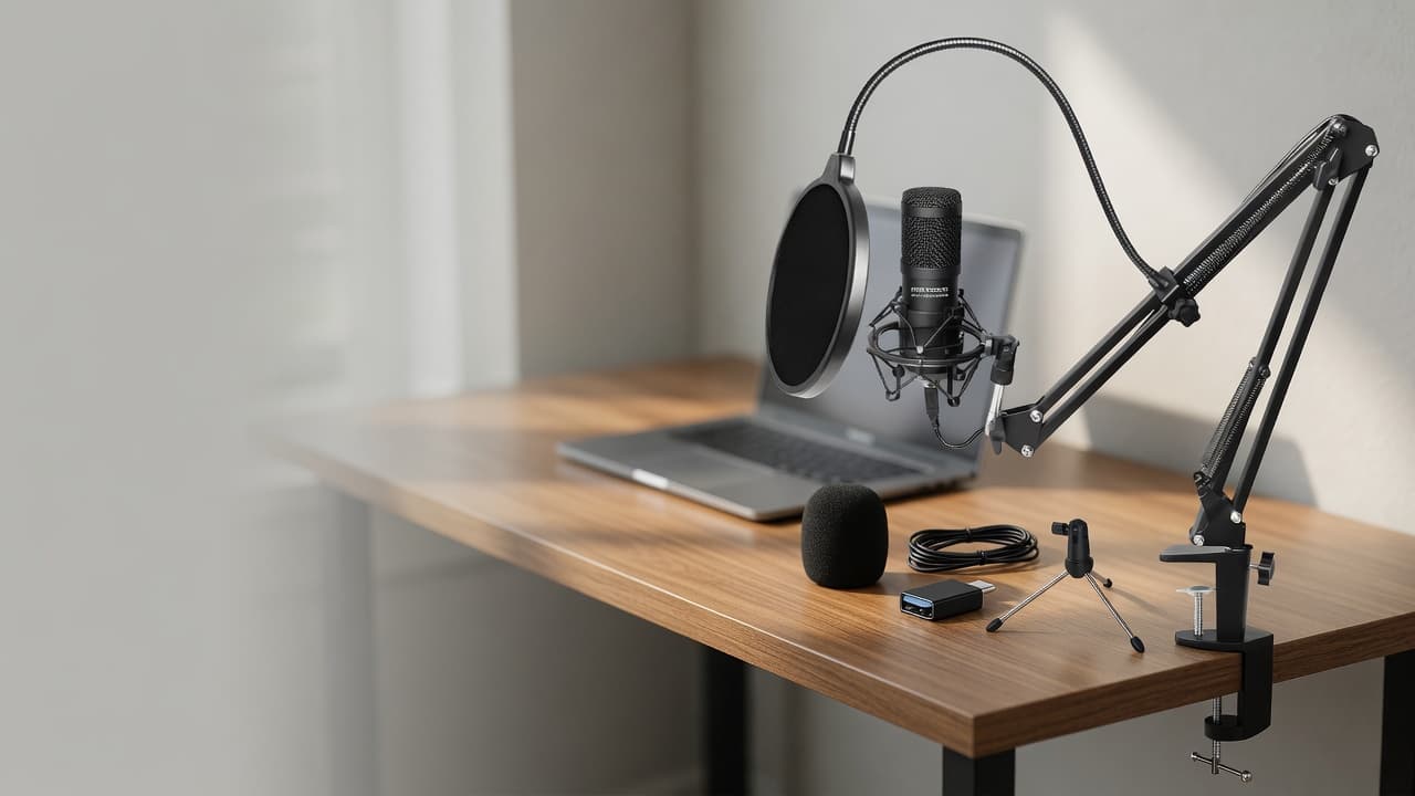 MTS-KINGVOICE — set USB en escritorio listo para podcast y stream