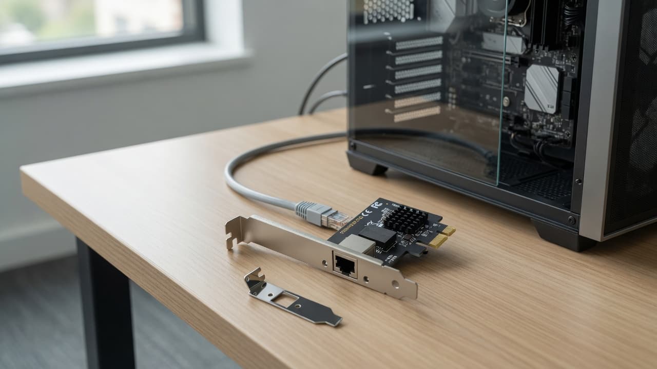 MTS-PCIE25GLAN en escritorio — Ethernet 2.5G por PCIe