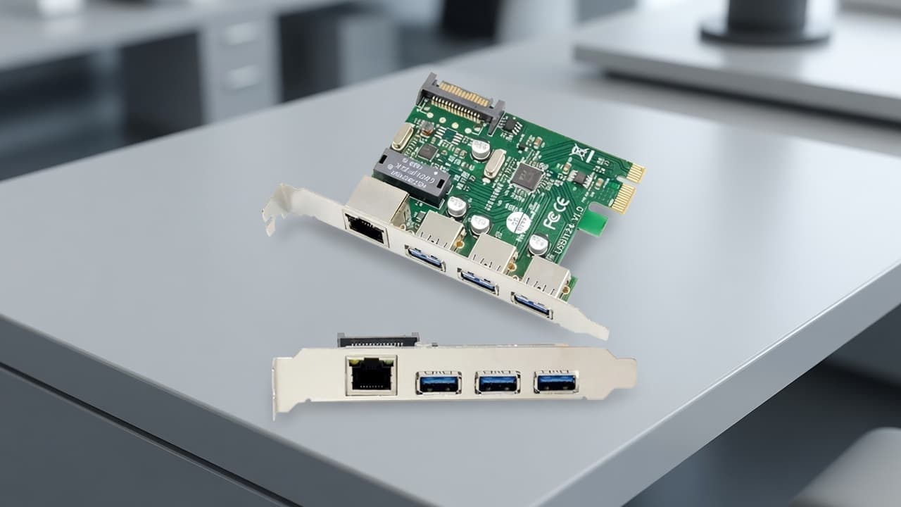MTS-PCIE3USB3LAN — 3× USB 3.0 + LAN en escritorio