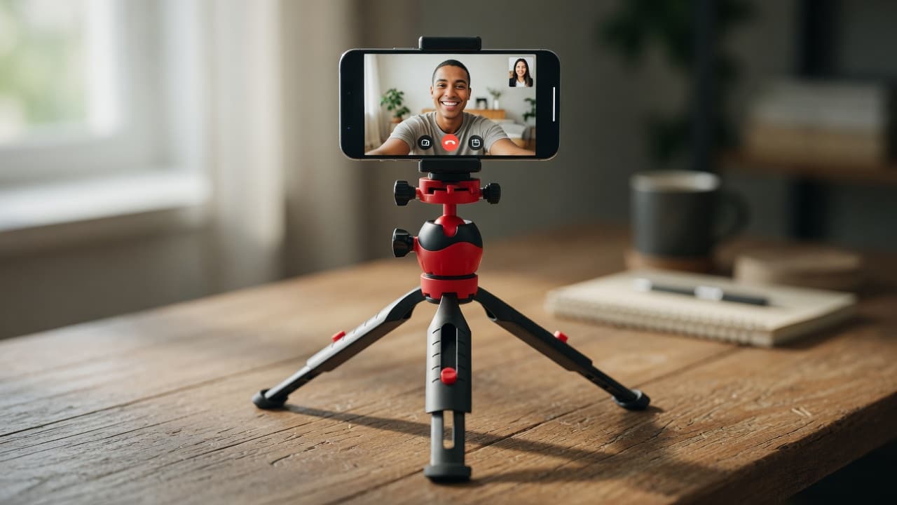 MTS-PIXPODPRO en mesa — cámara con patas telescópicas