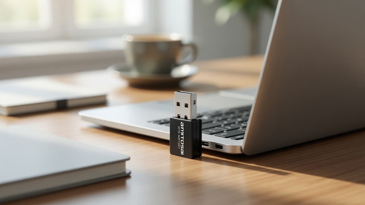 MTS-WIFI301 en uso — adaptador WiFi USB AMITOSAI