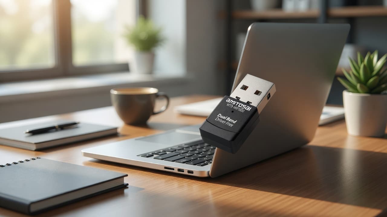 MTS-WIFI600 en uso — adaptador WiFi USB AMITOSAI
