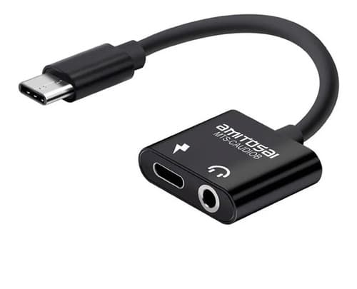 MTS-CAUDIOB — adaptador USB-C a 3.5 mm + carga, carcasa negra (producto solo)