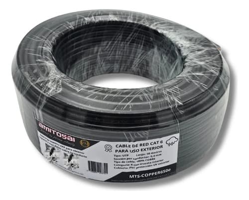 MTS-COPPER650E — rollo Cat 6 exterior 50 m 100% cobre doble vaina