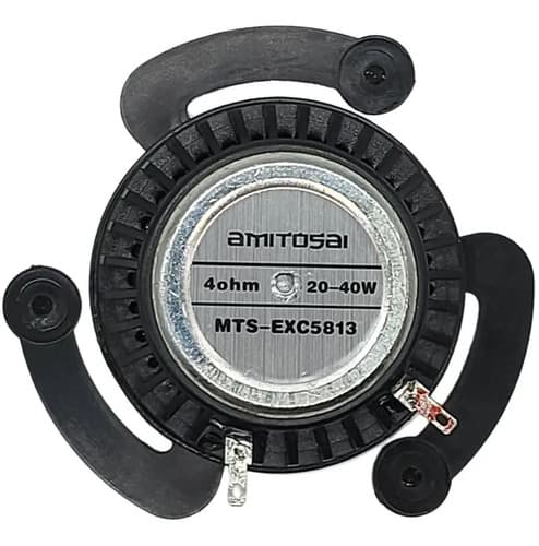 MTS-EXC5813 — exciter redondo 40W 4Ω AMITOSAI (vista frontal con 3 brazos)