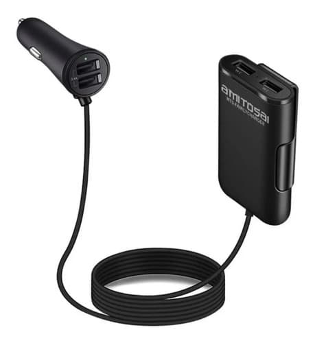 MTS-FAMILYCHARGER — cargador auto 4 USB AMITOSAI (plug + hub con cable 2 m)