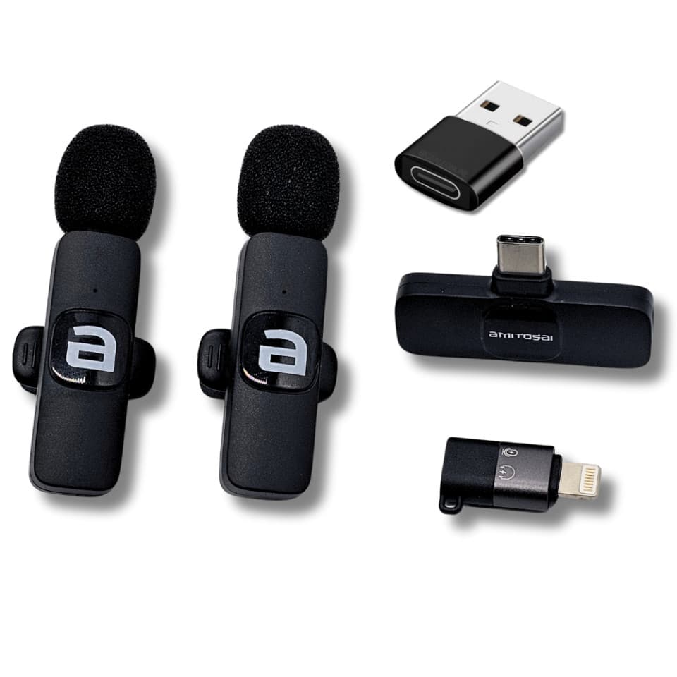 MTS-LIVE — set de 2 corbateros inalámbricos, receptor USB-C y adaptadores