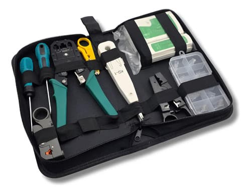 MTS-NETKIT — kit de redes abierto en estuche con todas las herramientas