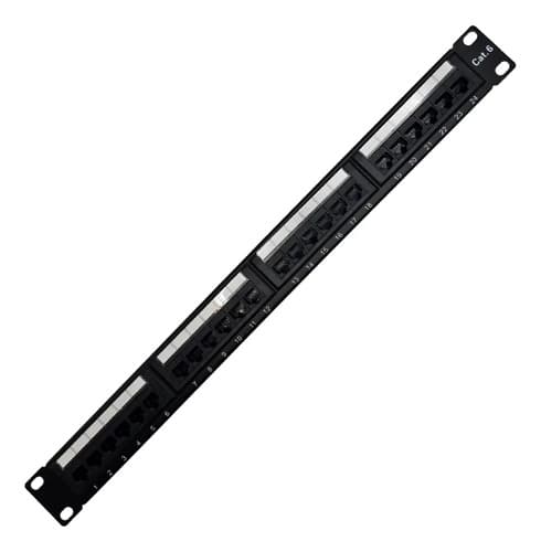 MTS-PATCH246 — patch panel Cat.6 24 puertos negro (producto solo, vista frontal)