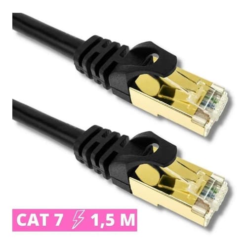 MTS-PATCH7150 — patch cord Cat 7 1,5 m negro con fichas RJ45 doradas