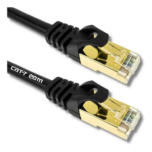 MTS-PATCH72000 — cable Cat 7 20 m negro, fichas RJ45 doradas (producto solo)