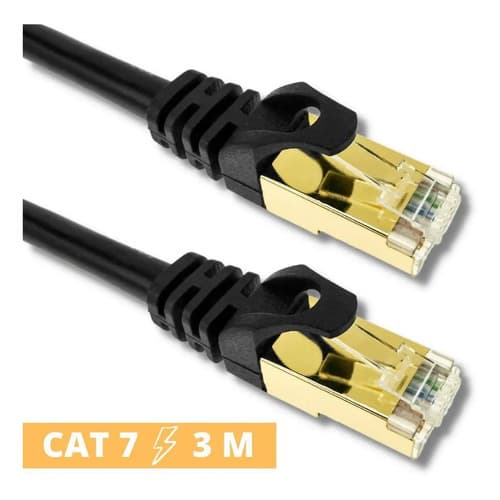 MTS-PATCH7300 — patch Cat 7 3 m negro, conectores RJ45 con contactos dorados