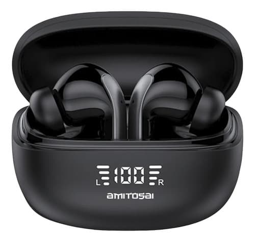 MTS-POWERBUDS — estuche abierto con auriculares y display de batería