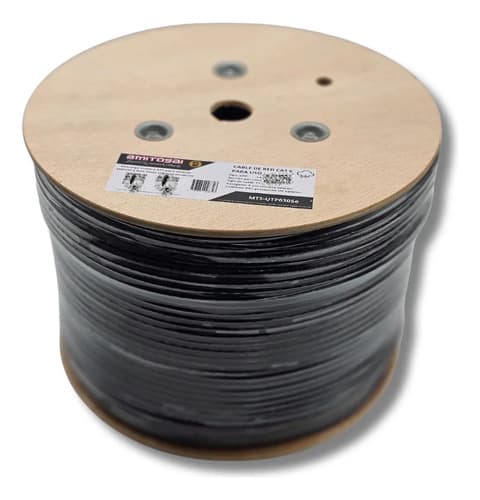 MTS-UTP6305E — bobina Cat 6 exterior CCA 305 m en carrete de madera AMITOSAI