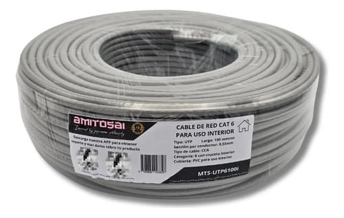 MTS-UTP650I — rollo 50 m UTP Cat 6 interior CCA gris (producto solo)