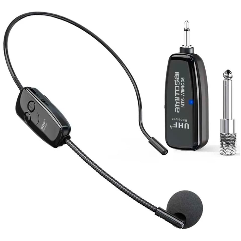 MTS-WIMIC35 — micrófono inalámbrico vincha UHF, receptor y adaptador (producto solo)
