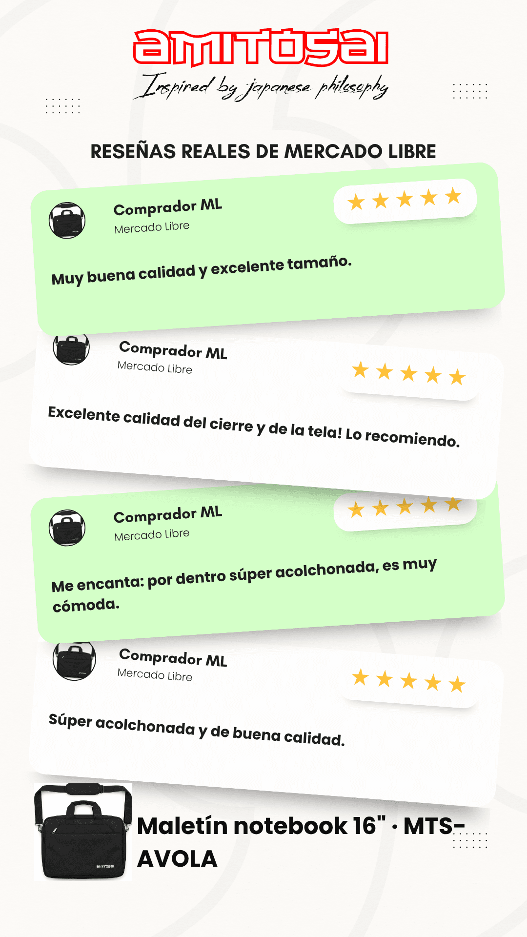 Opiniones de clientes sobre Bolso porta notebook 16" AMITOSAI MTS-AVOLA