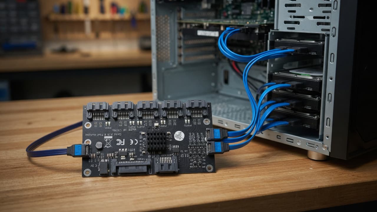 MTS-1SATA5EX en torre multi-disco — expansión de almacenamiento SATA