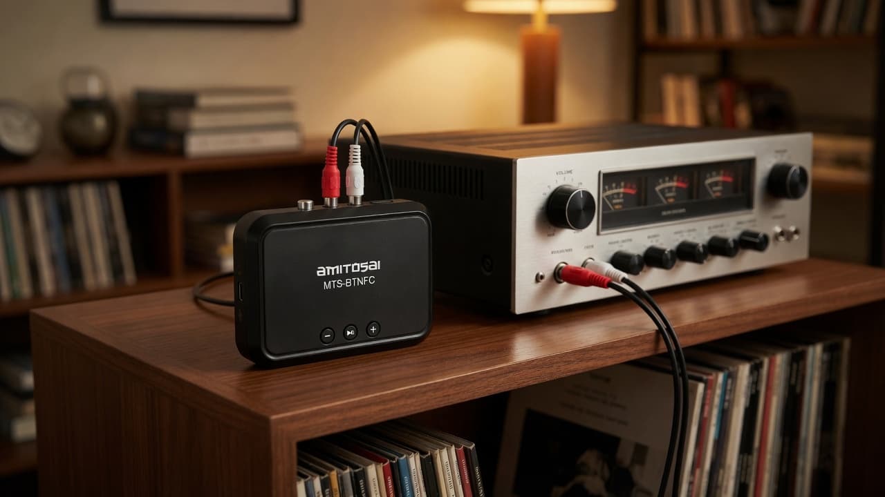 MTS-BTNFC con equipo de audio — receptor y pendrive