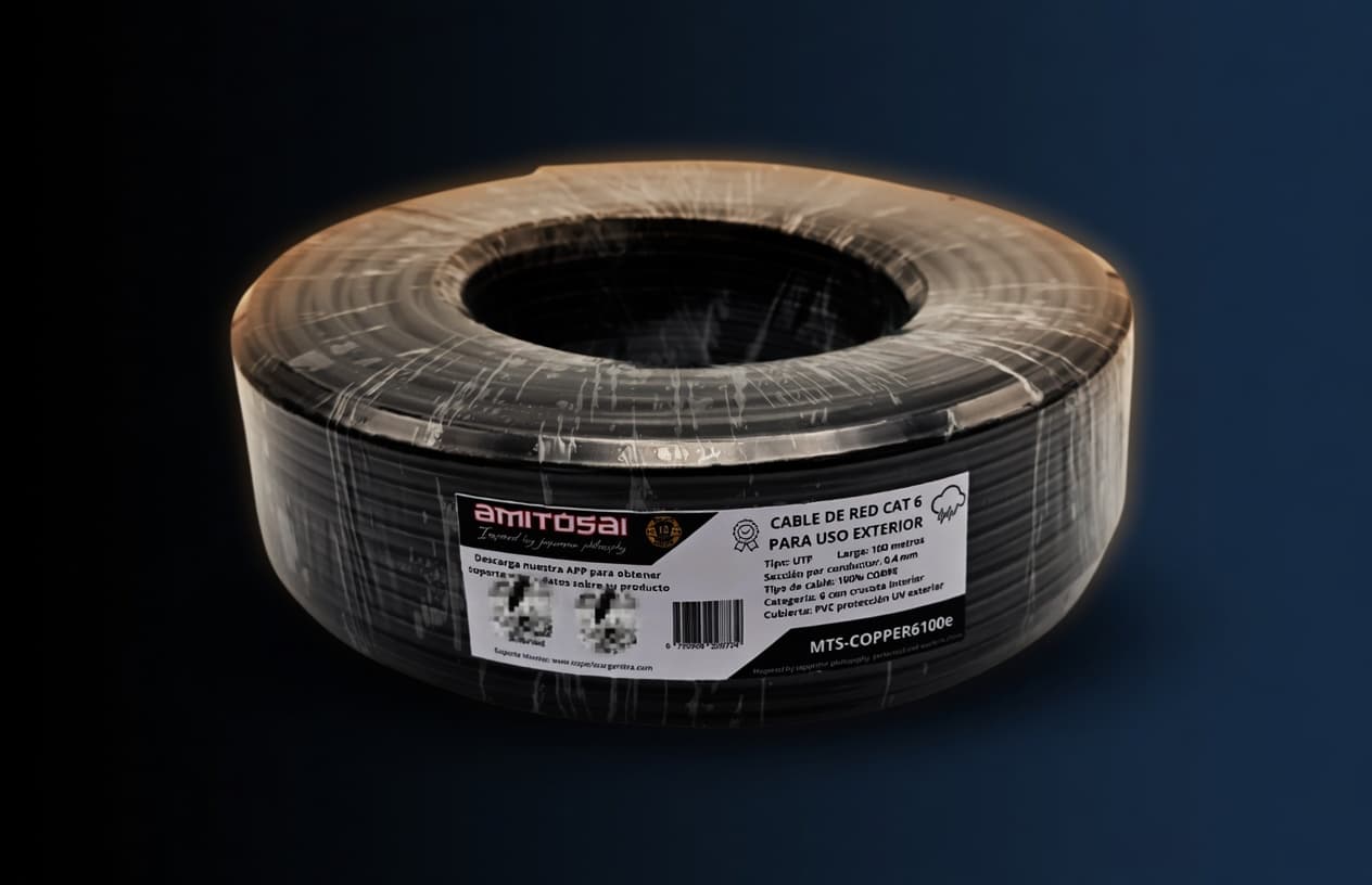 MTS-COPPER6100E — cable Cat 6 exterior 100% cobre AMITOSAI 100 m
