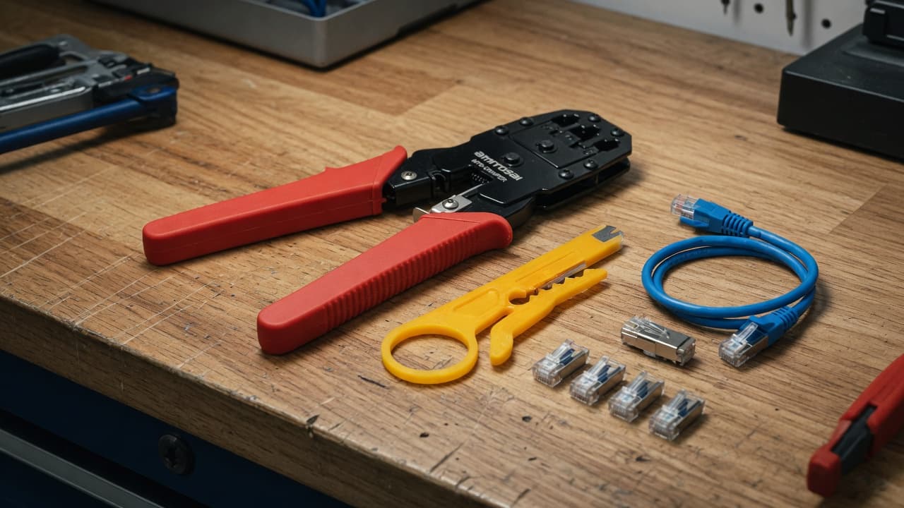 MTS-CRIMPER — pinza de red en banco de trabajo