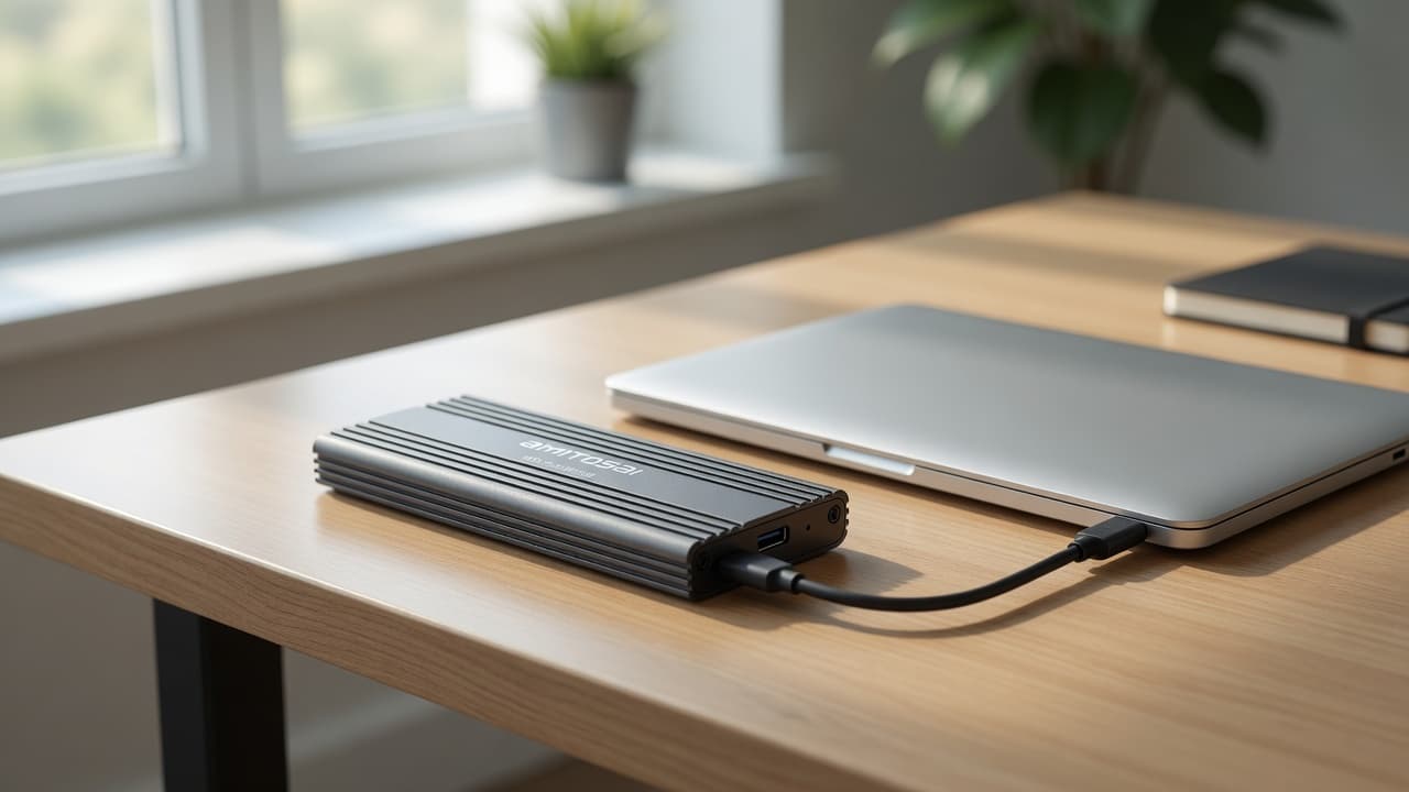 MTS-DUALM2USB conectado a notebook — rescate y transferencia M.2