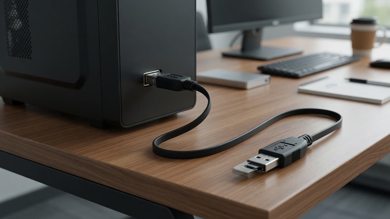 MTS-EXTUSB15B en escritorio — alargue USB 2.0 1,5 m para periféricos