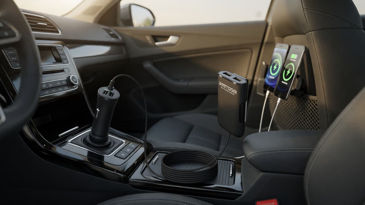 MTS-FAMILYCHARGER instalado: plug 12V y hub en asiento