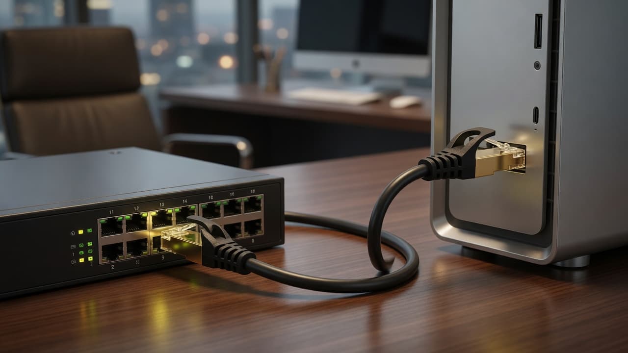 MTS-PATCH7150 — Cat 7 1,5 m entre PC y router en escritorio