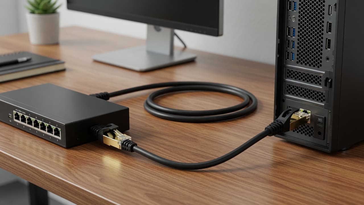 MTS-PATCH7200 — 2 m Cat 7 entre PC y router en escritorio