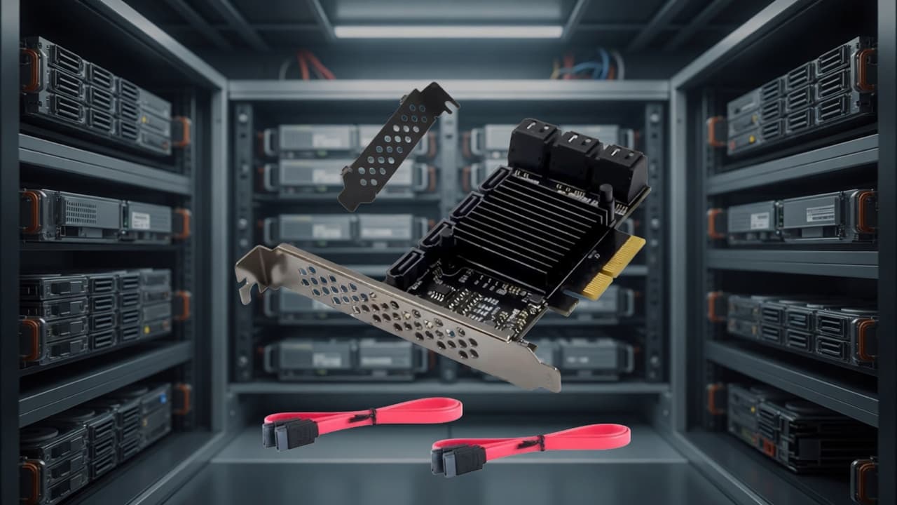MTS-PCIE10SATA575 — El tope: diez bahías en un solo PCIe