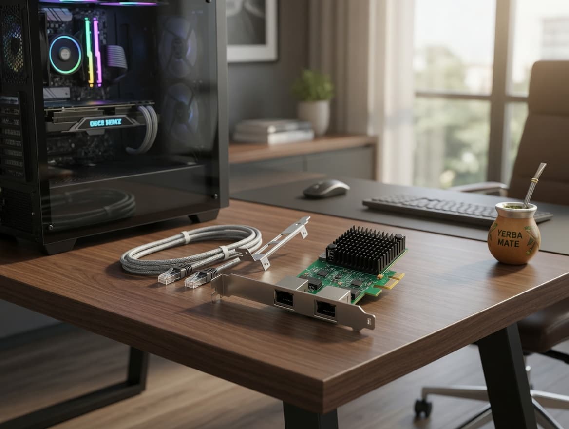 MTS-PCIEDUALPRO en escritorio — dual Ethernet 2.5G PCIe