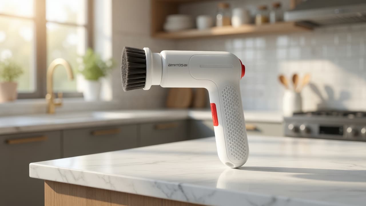 MTS-POWERBRUSH en mesada de cocina limpia — producto solo