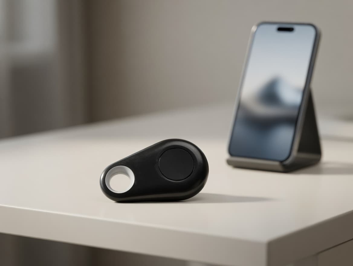 MTS-SHOTPOD en escritorio junto a smartphone en soporte