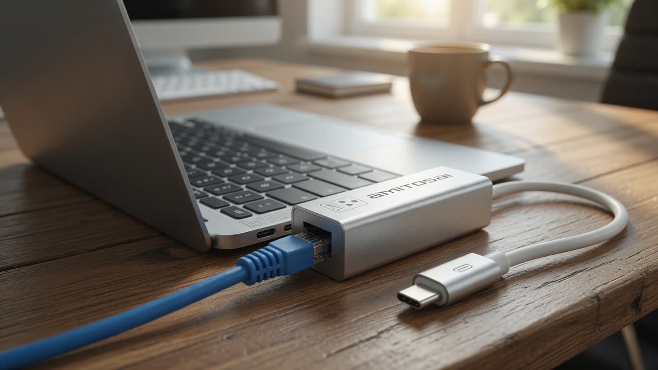 MTS-USBCLANALPRO en escritorio — USB-C a Ethernet 2.5G