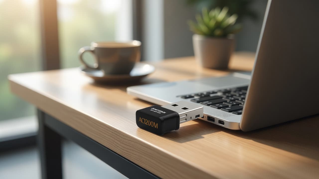 MTS-WIFI1200 en uso — adaptador WiFi USB AMITOSAI