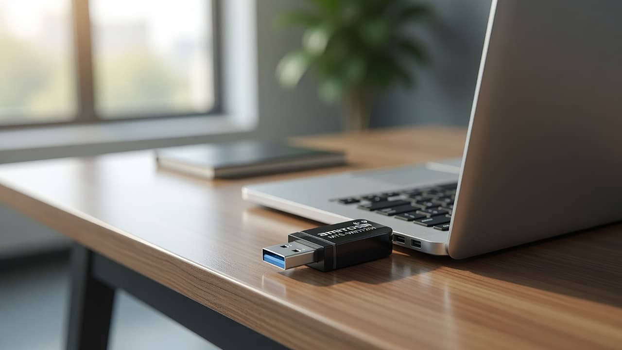 MTS-WIFI1201 en uso — adaptador WiFi USB AMITOSAI