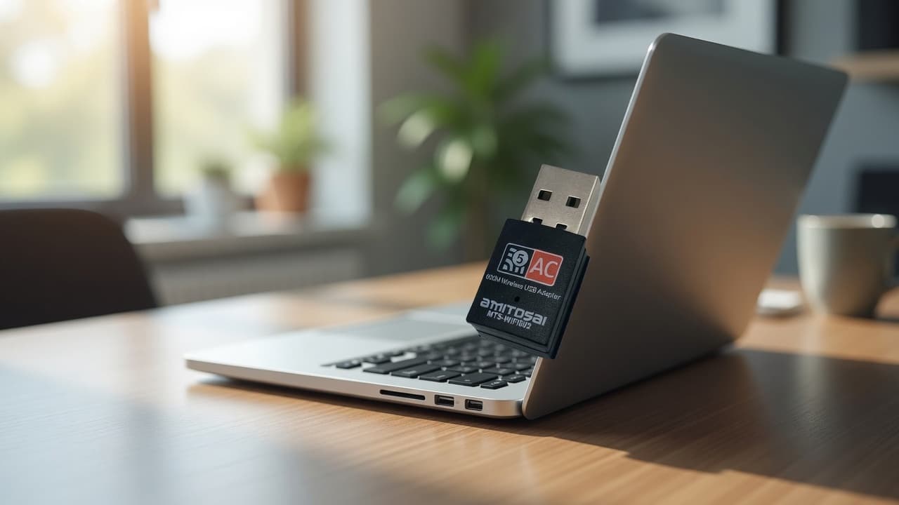 MTS-WIFI602 en uso — adaptador WiFi USB AMITOSAI