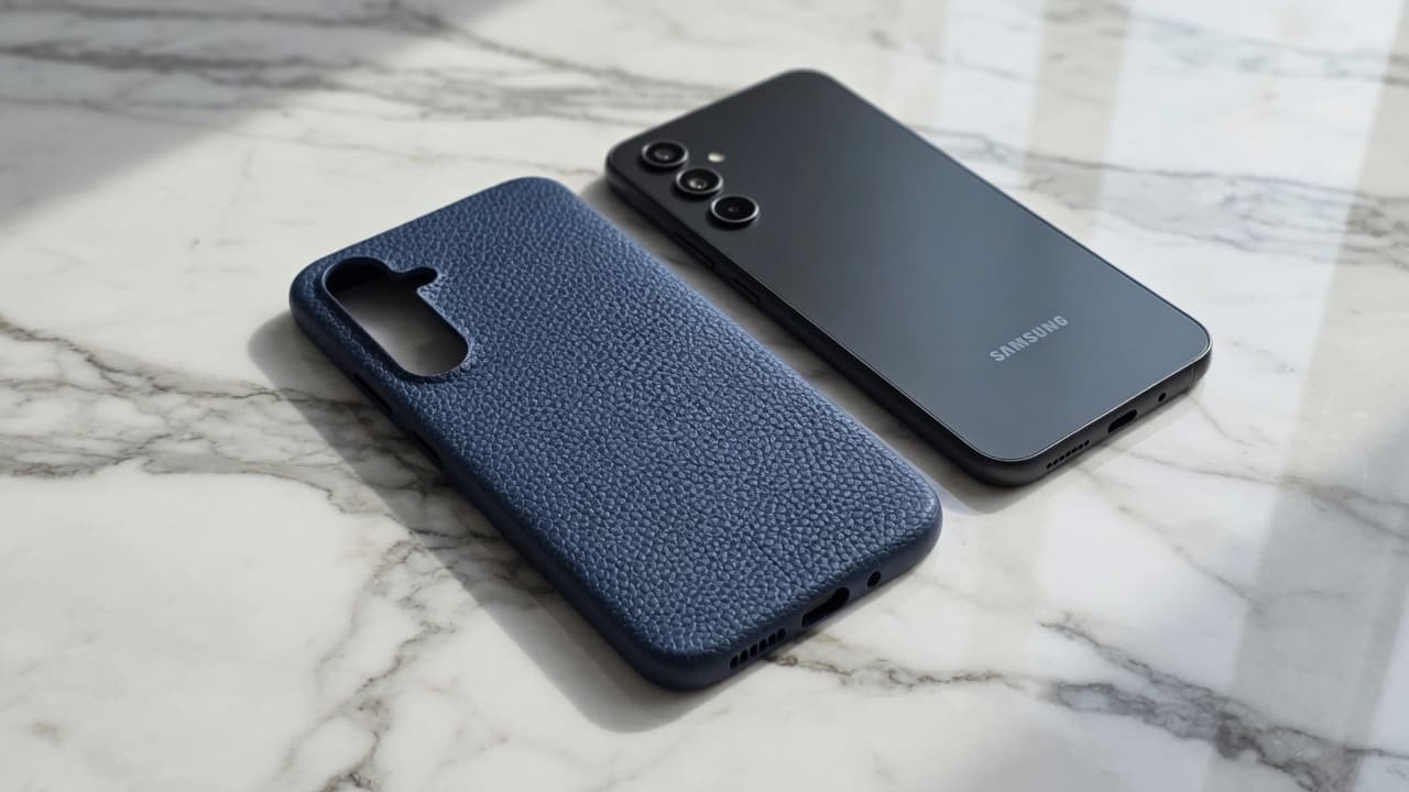VITO-SAM-A54 Midnight Blue — funda cuero natural en el día a día