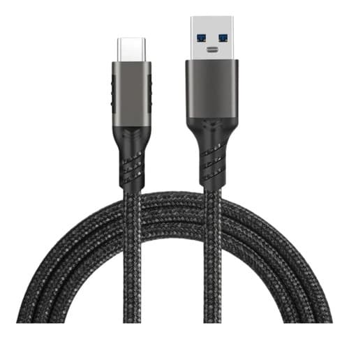 MTS-ACPD66W1 — cable mallado negro USB-A a USB-C AMITOSAI, conectores metalizados