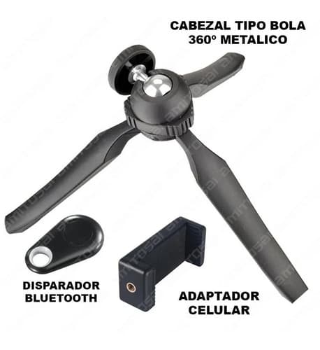 MTS-BALLPOD130 — trípode mesa ball head negro, clamp y remoto Bluetooth (producto solo)