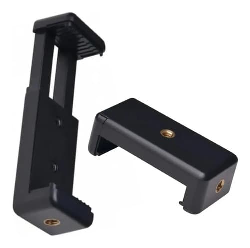 MTS-CELLPOD — adaptador clamp negro para celular, abierto y cerrado (packshot)
