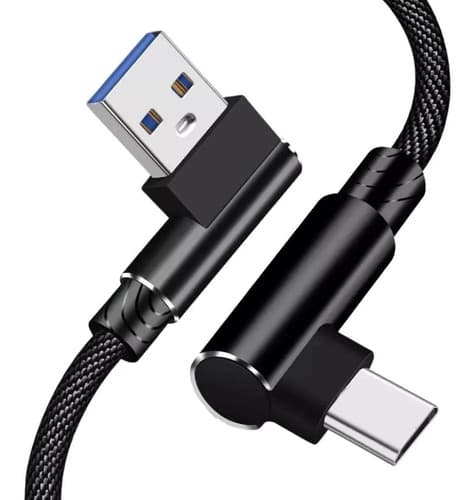 MTS-ELBOW200 — cable USB-A a USB-C codo 90° negro 2 m (producto solo)