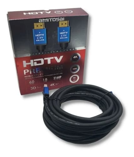 MTS-HDMI4K1000 — cable HDMI 2.0 4K premium 10 m AMITOSAI con caja HDTV Premium