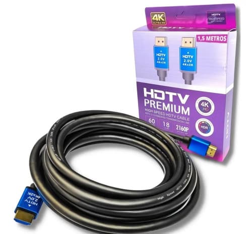 MTS-HDMI4K150 — cable HDMI 2.0 premium 1,5 m con conectores azul/oro y caja HDTV PREMIUM
